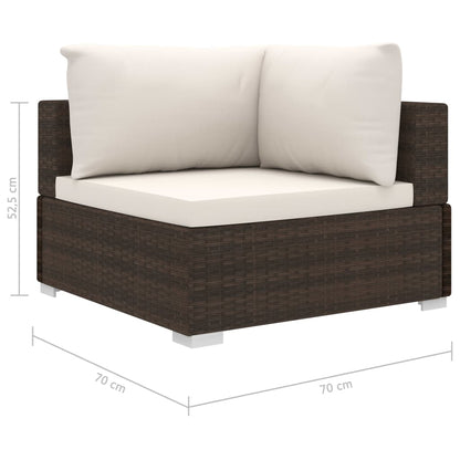 -Delige Loungeset Met Kussens Poly Rattan Bruin