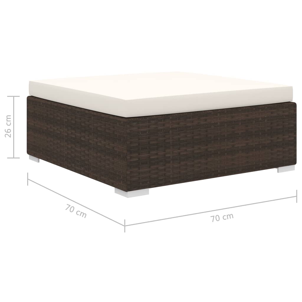 -Delige Loungeset Met Kussens Poly Rattan Bruin