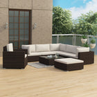 8-piece Lounge Set with Cushions Polyrattan Brown