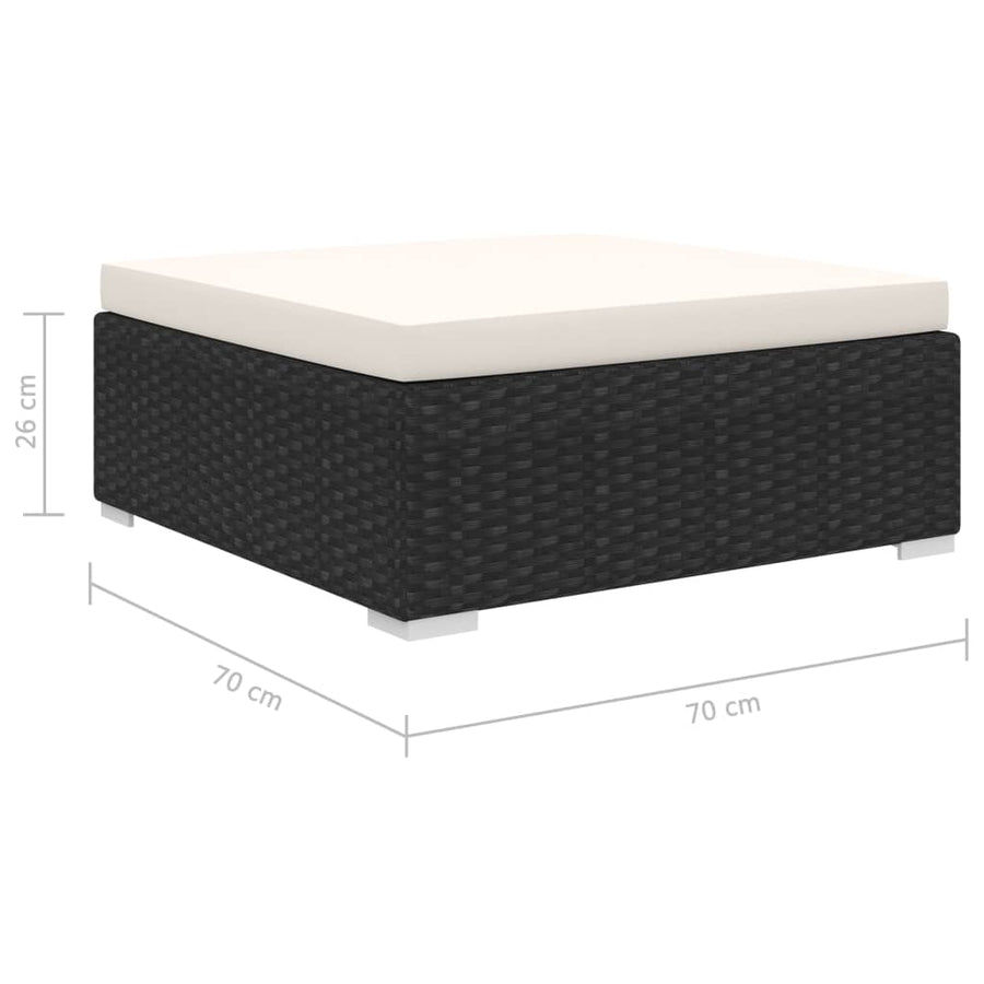 8-Delige Loungeset Met Kussens Poly Rattan Zwart Zwart en wit