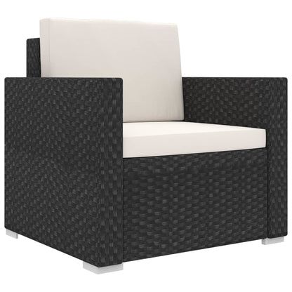 8-Delige Loungeset Met Kussens Poly Rattan Zwart Zwart en wit