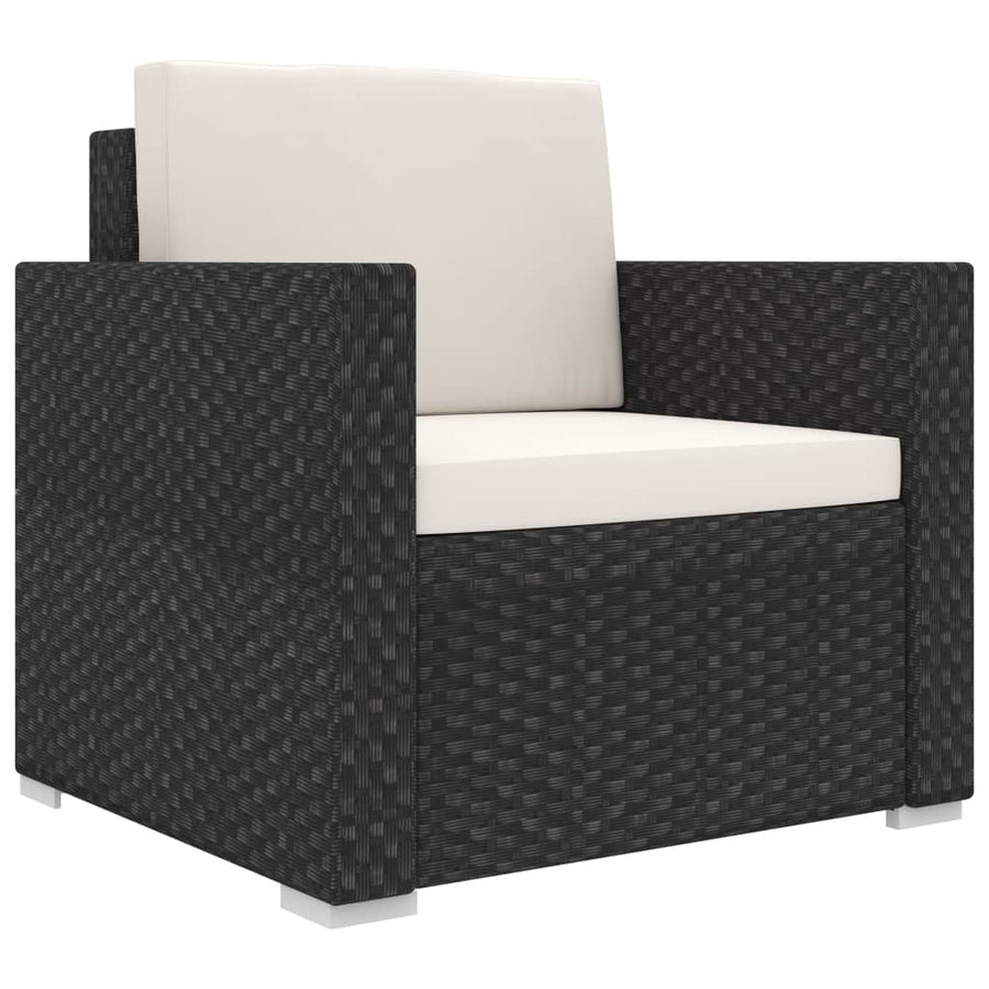 8-Delige Loungeset Met Kussens Poly Rattan Zwart Zwart en wit