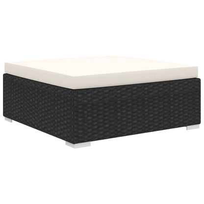 8-Delige Loungeset Met Kussens Poly Rattan Zwart Zwart en wit