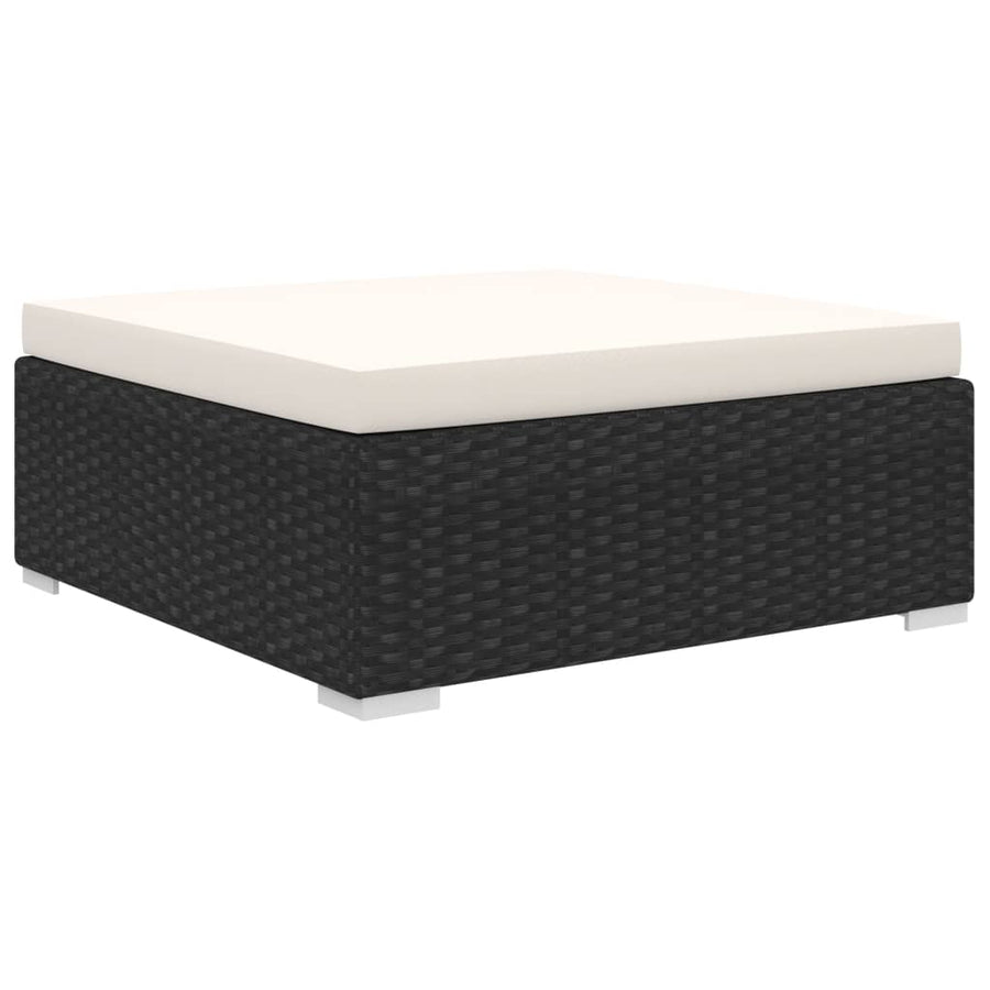 8-Delige Loungeset Met Kussens Poly Rattan Zwart Zwart en wit