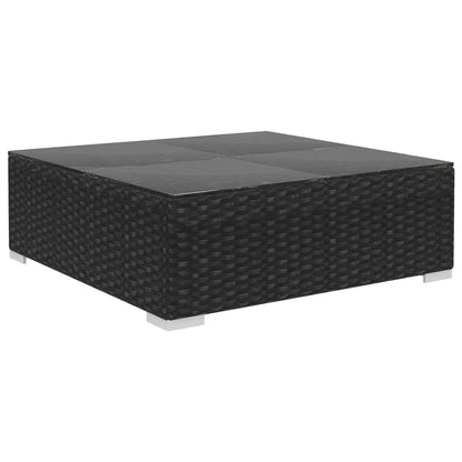 8-Delige Loungeset Met Kussens Poly Rattan Zwart Zwart en wit
