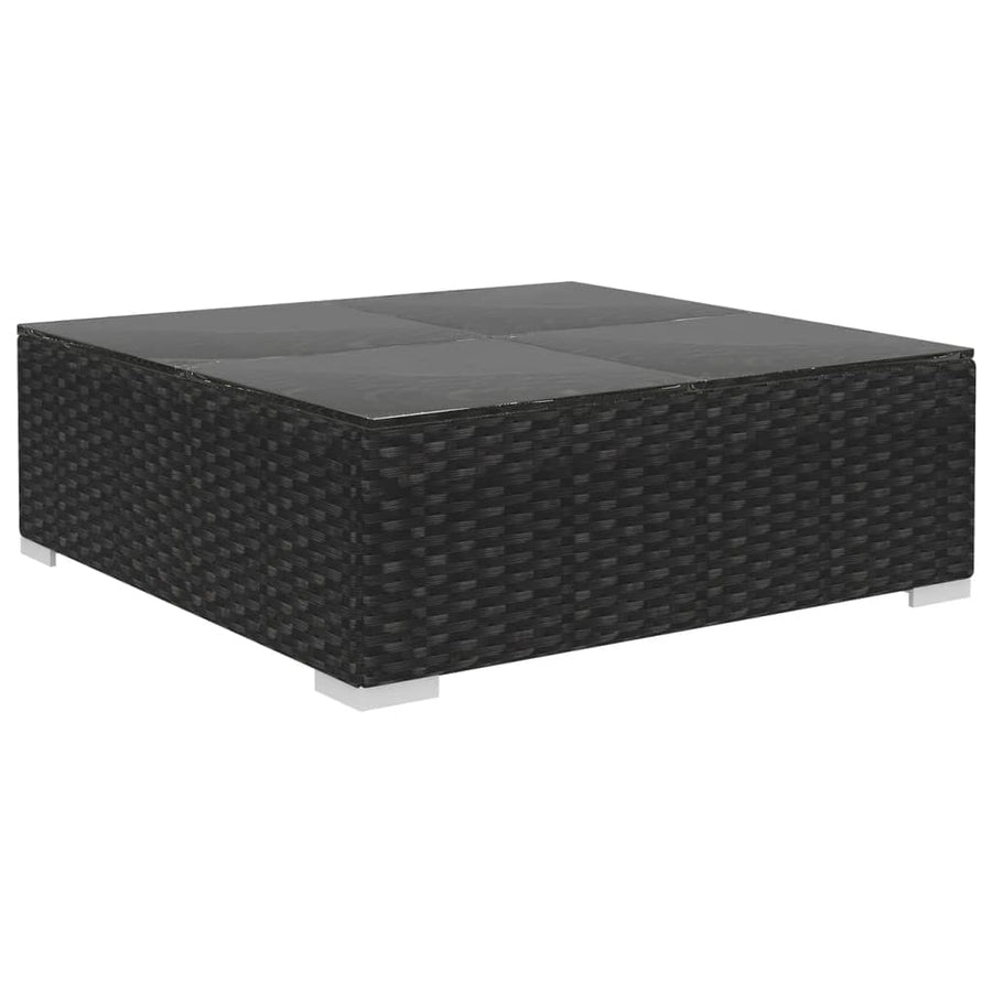 8-Delige Loungeset Met Kussens Poly Rattan Zwart Zwart en wit
