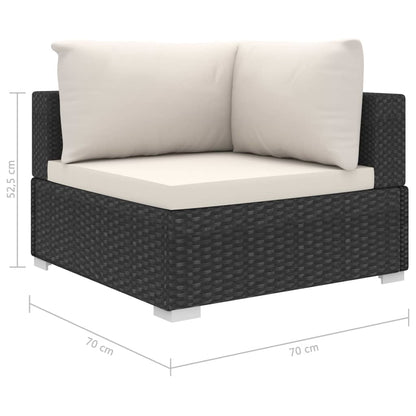 8-Delige Loungeset Met Kussens Poly Rattan Zwart Zwart en wit