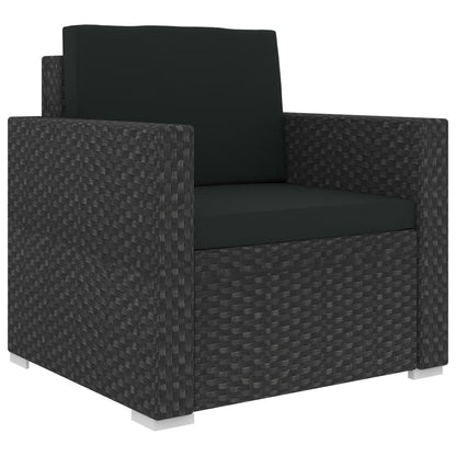 Loungeset Met Kussens Poly Rattan Zwart
