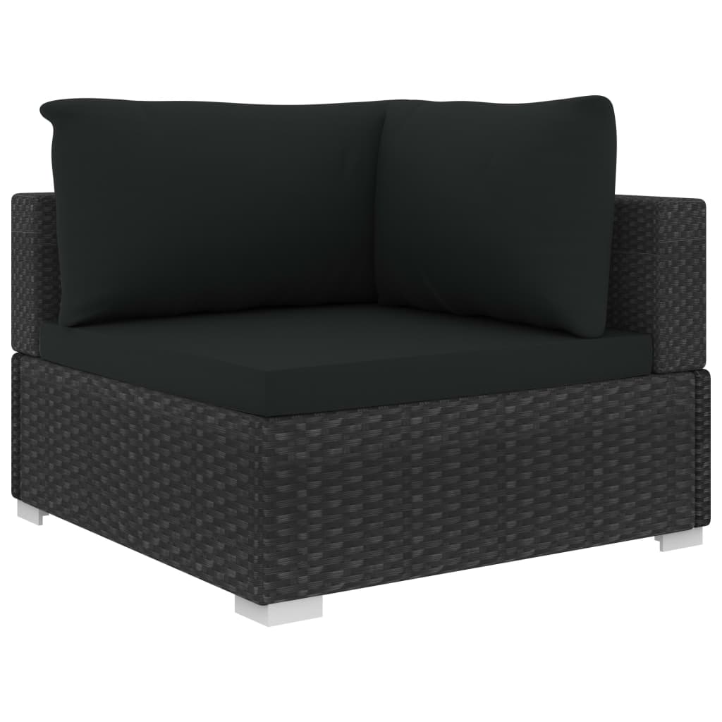 Loungeset Met Kussens Poly Rattan Zwart