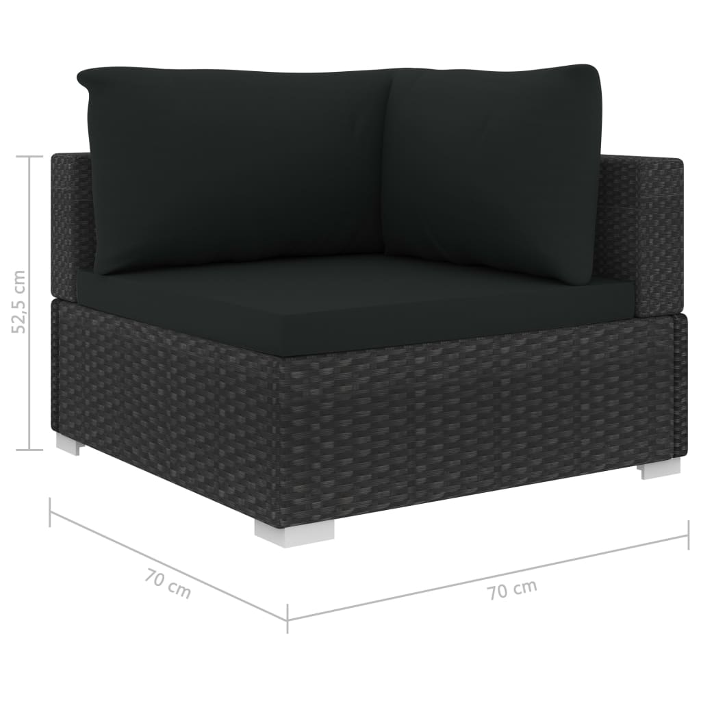 Loungeset Met Kussens Poly Rattan Zwart