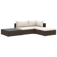 -Delige Loungeset Met Kussens Poly Rattan Bruin