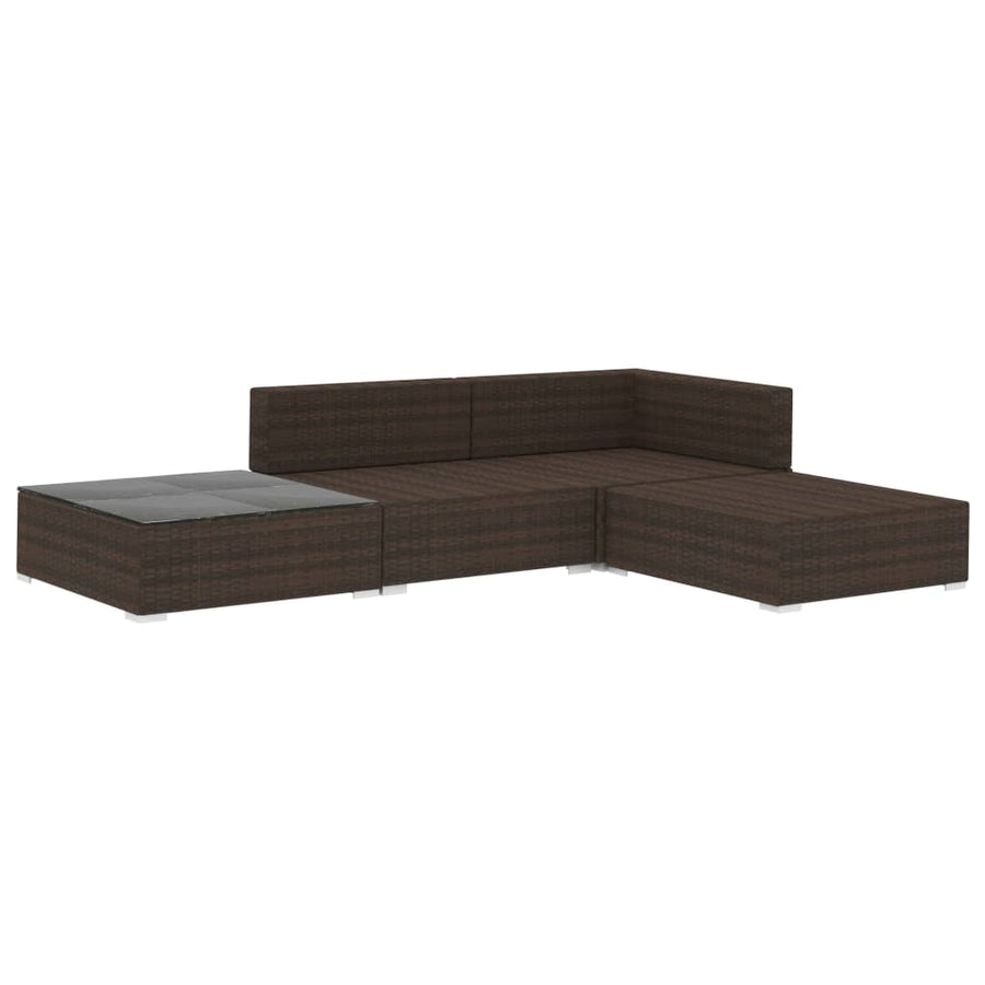 -Delige Loungeset Met Kussens Poly Rattan Bruin