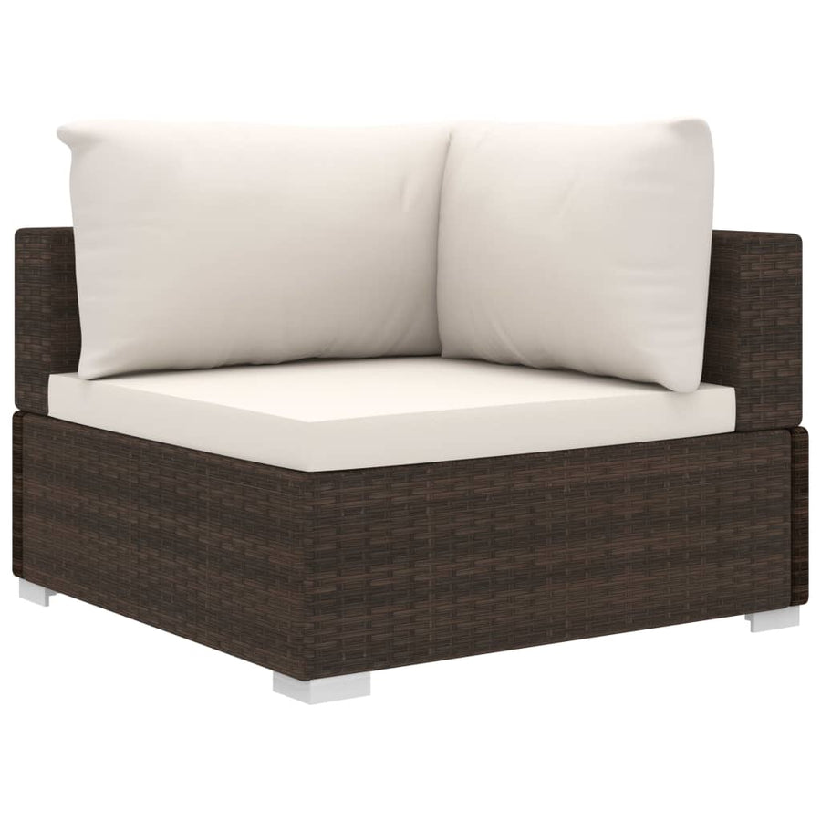 -Delige Loungeset Met Kussens Poly Rattan Bruin