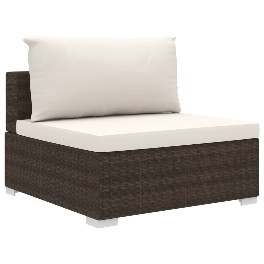 -Delige Loungeset Met Kussens Poly Rattan Bruin
