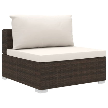 -Delige Loungeset Met Kussens Poly Rattan Bruin