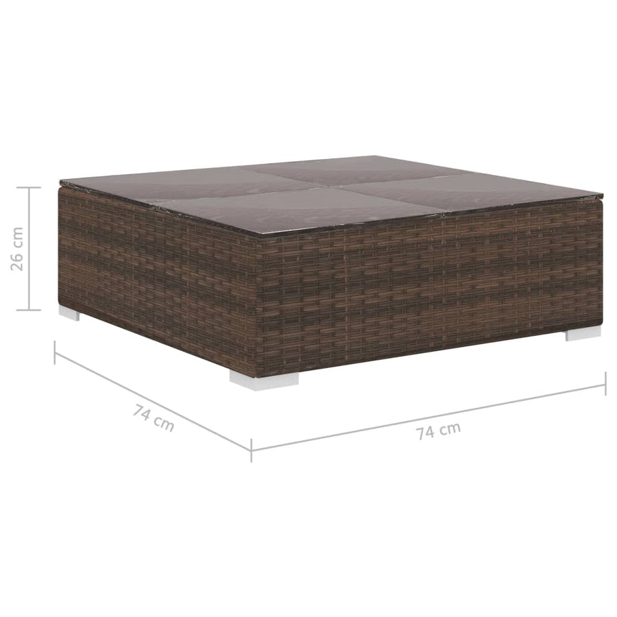 -Delige Loungeset Met Kussens Poly Rattan Bruin