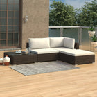 -Delige Loungeset Met Kussens Poly Rattan Bruin