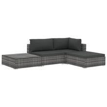 -Delige Loungeset Met Kussens Poly Rattan Grijs