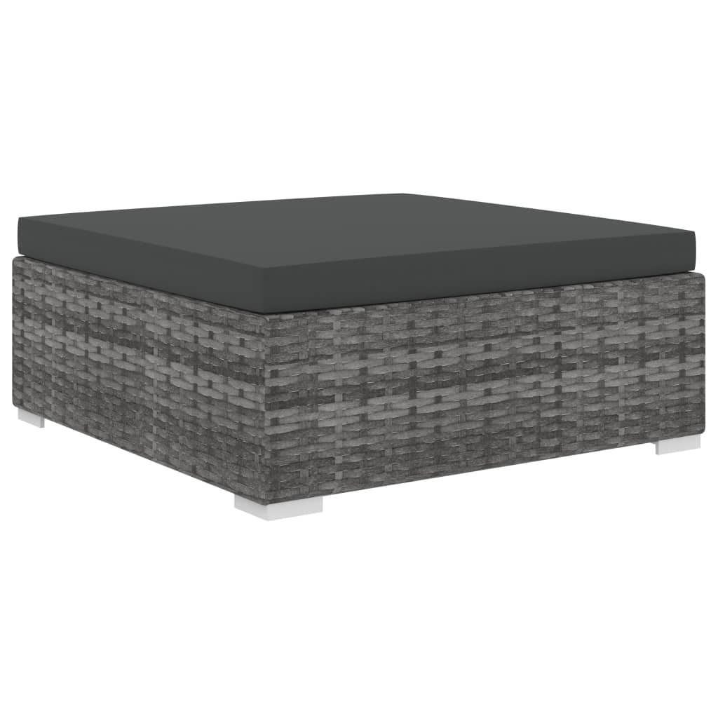-Delige Loungeset Met Kussens Poly Rattan Grijs