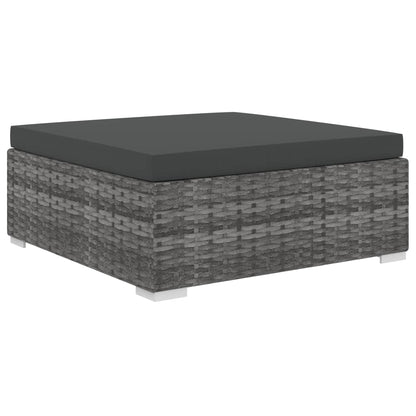 -Delige Loungeset Met Kussens Poly Rattan Grijs