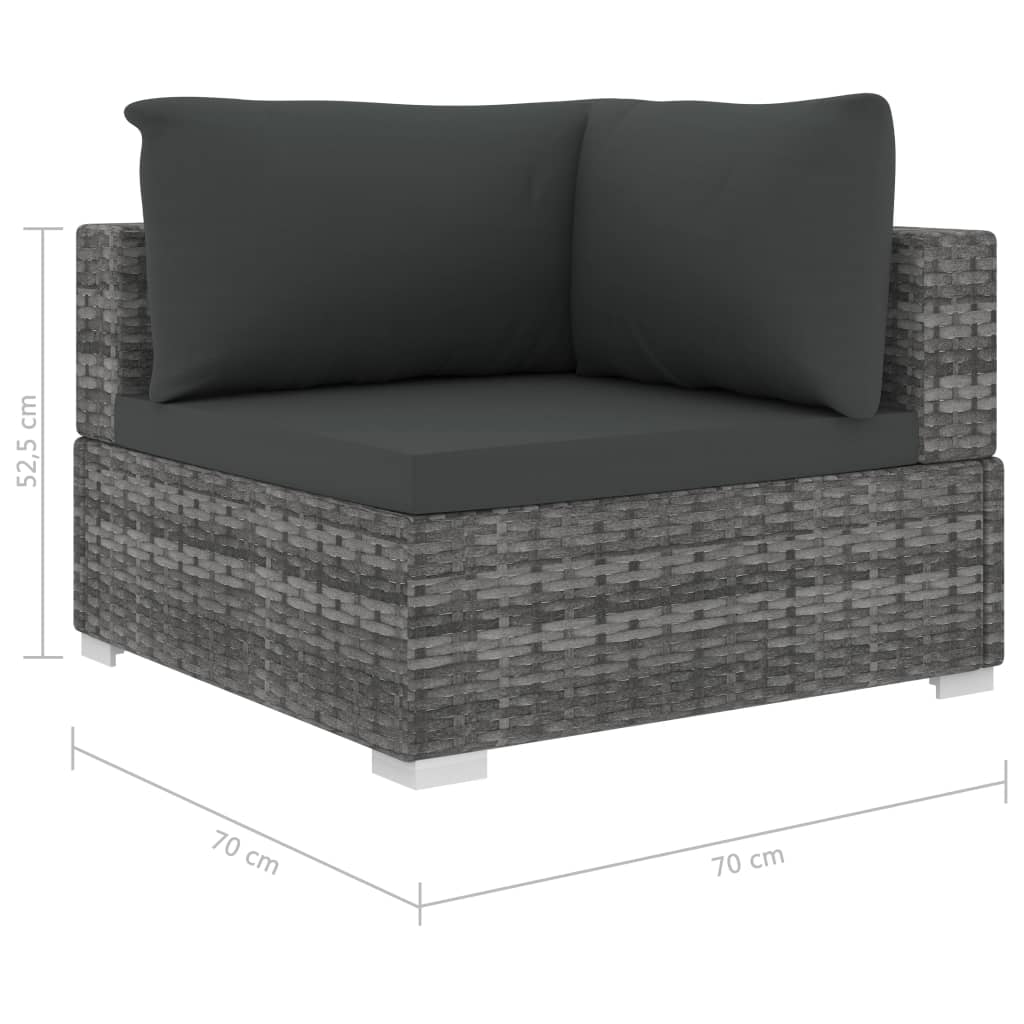 -Delige Loungeset Met Kussens Poly Rattan Grijs