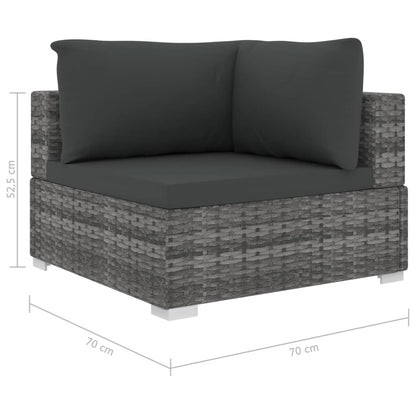 -Delige Loungeset Met Kussens Poly Rattan Grijs