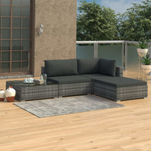 -Delige Loungeset Met Kussens Poly Rattan Grijs