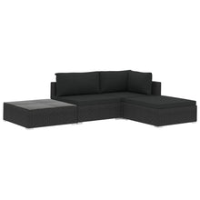 Loungeset Met Kussens Poly Rattan Zwart