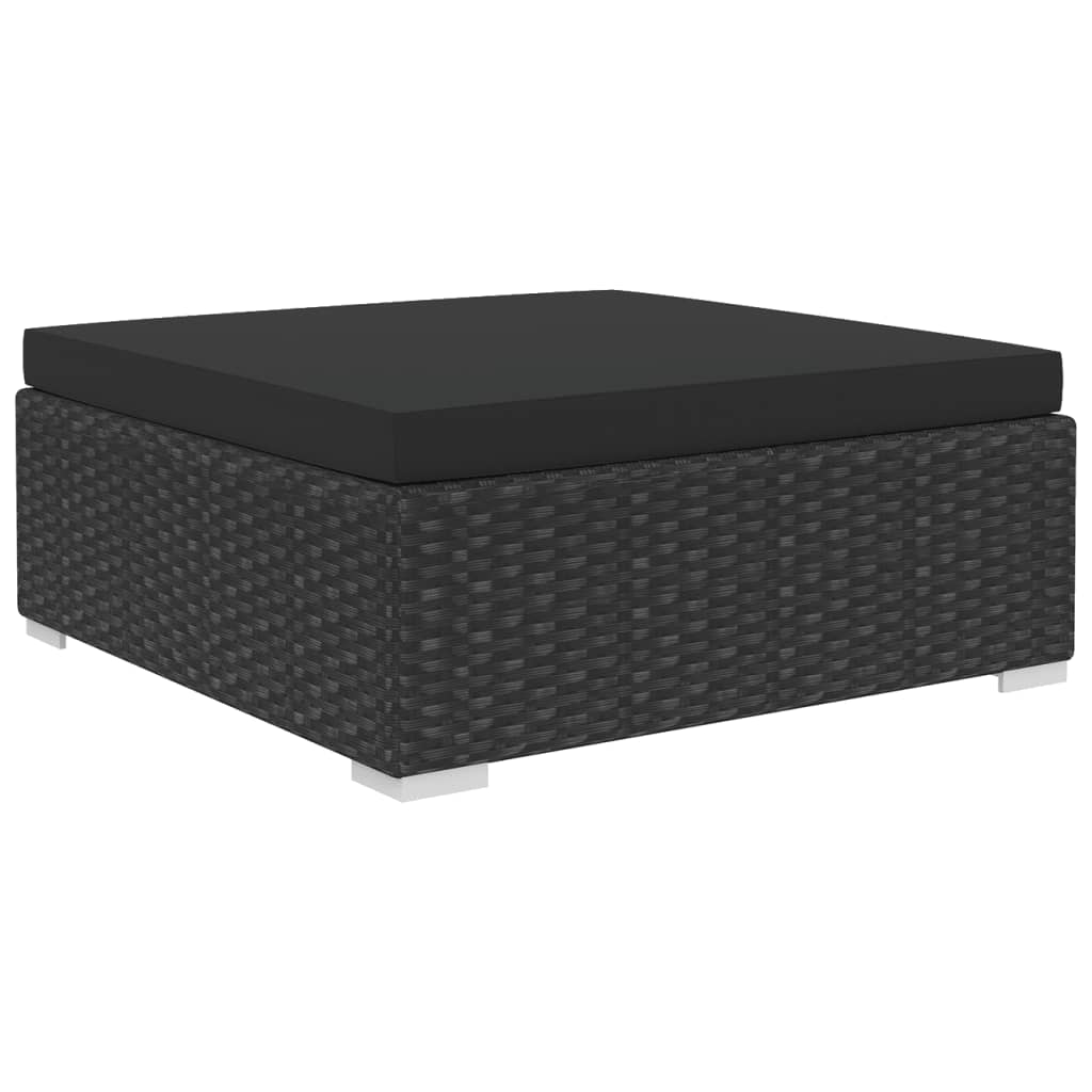 Loungeset Met Kussens Poly Rattan Zwart