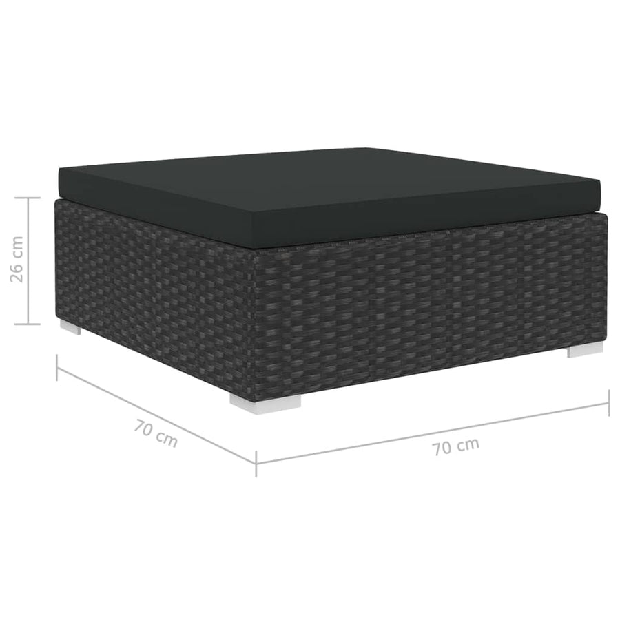 Loungeset Met Kussens Poly Rattan Zwart