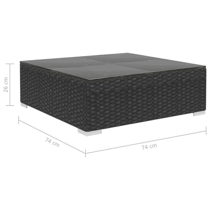 Loungeset Met Kussens Poly Rattan Zwart