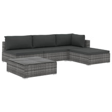 -Delige Loungeset Met Kussens Poly Rattan Grijs