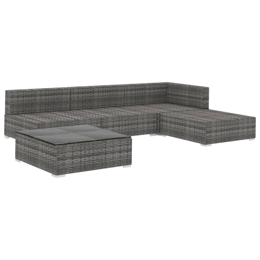 -Delige Loungeset Met Kussens Poly Rattan Grijs