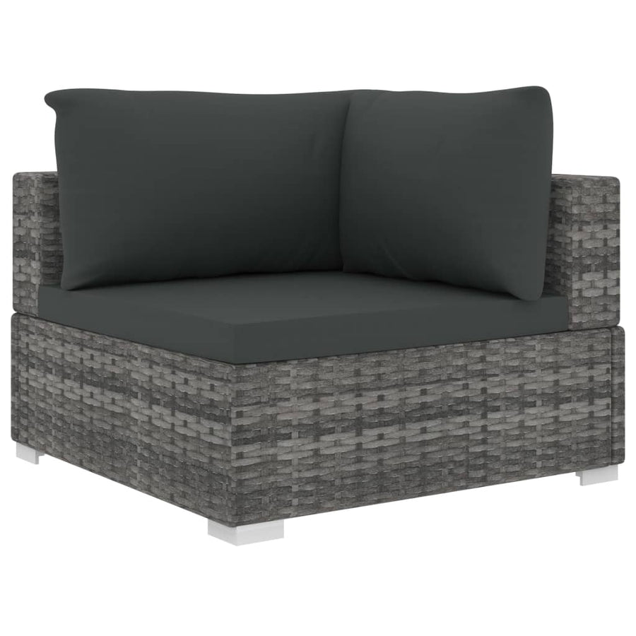 -Delige Loungeset Met Kussens Poly Rattan Grijs
