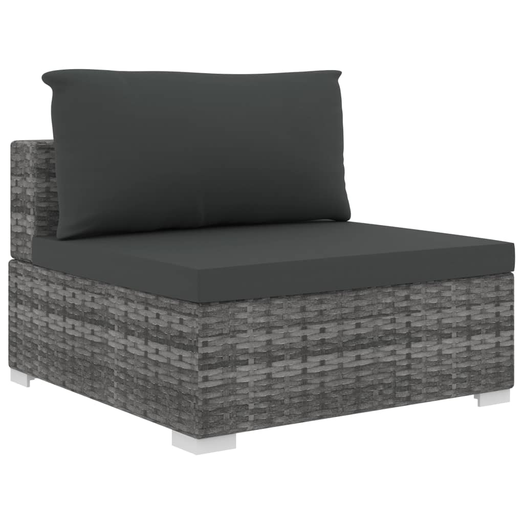 -Delige Loungeset Met Kussens Poly Rattan Grijs