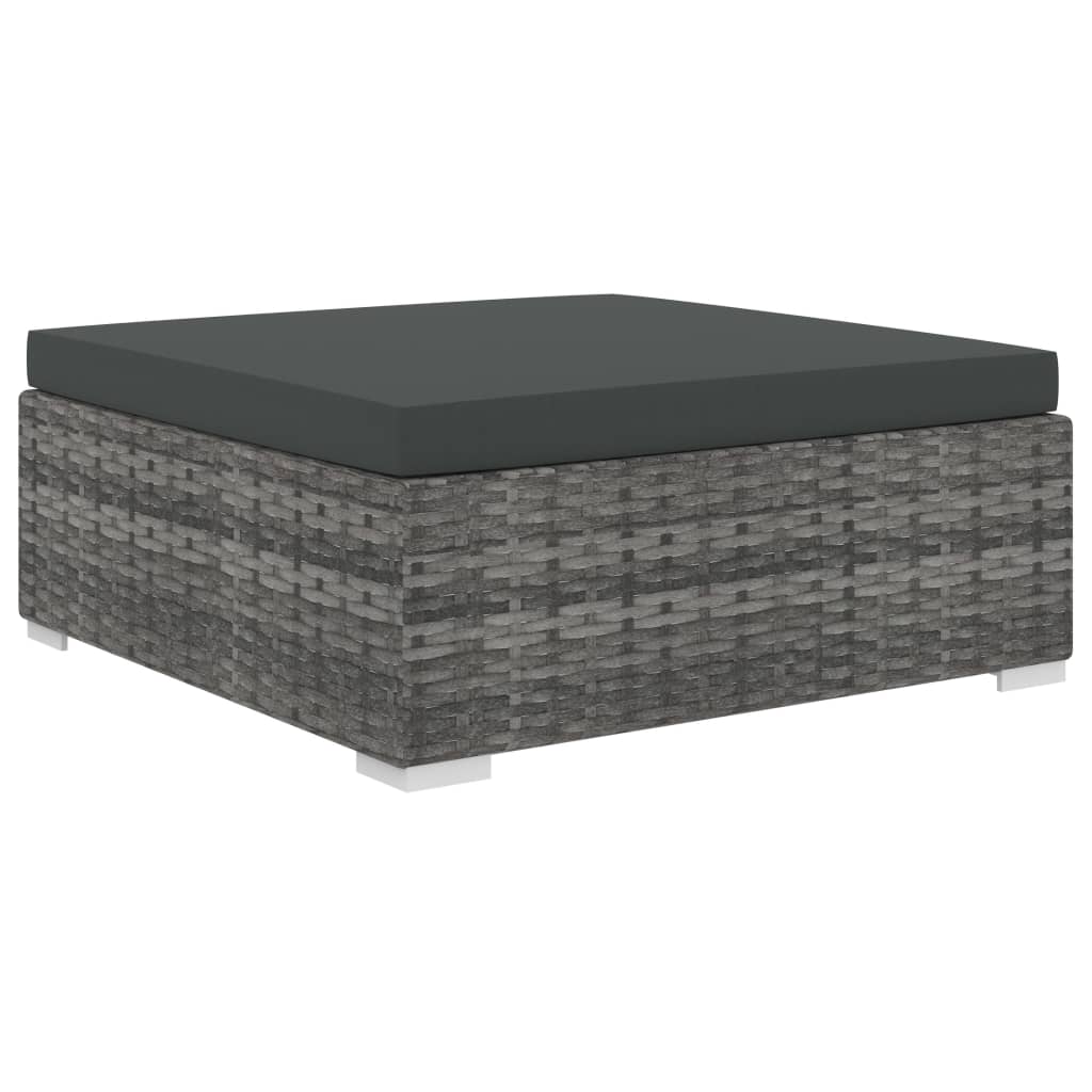 -Delige Loungeset Met Kussens Poly Rattan Grijs