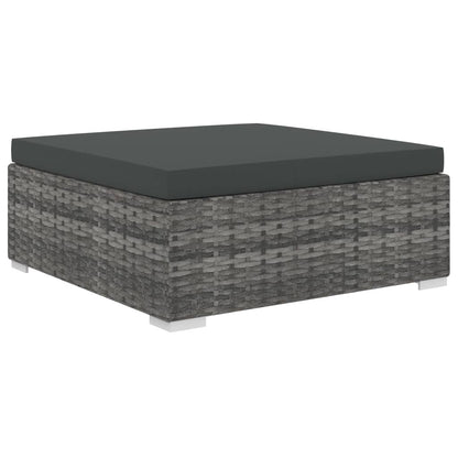 -Delige Loungeset Met Kussens Poly Rattan Grijs