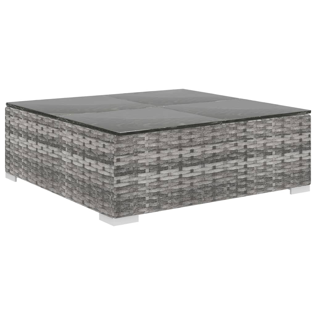 -Delige Loungeset Met Kussens Poly Rattan Grijs