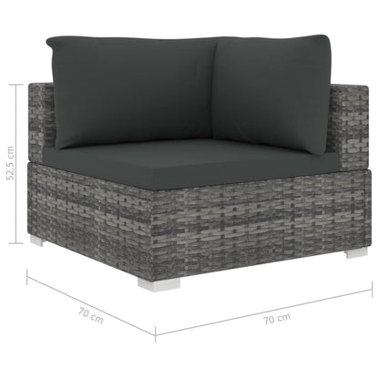 -Delige Loungeset Met Kussens Poly Rattan Grijs