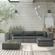 Loungeset 5-delig poly rattan grijs