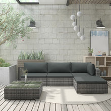 -Delige Loungeset Met Kussens Poly Rattan Grijs