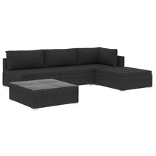 Loungeset Met Kussens Poly Rattan Zwart