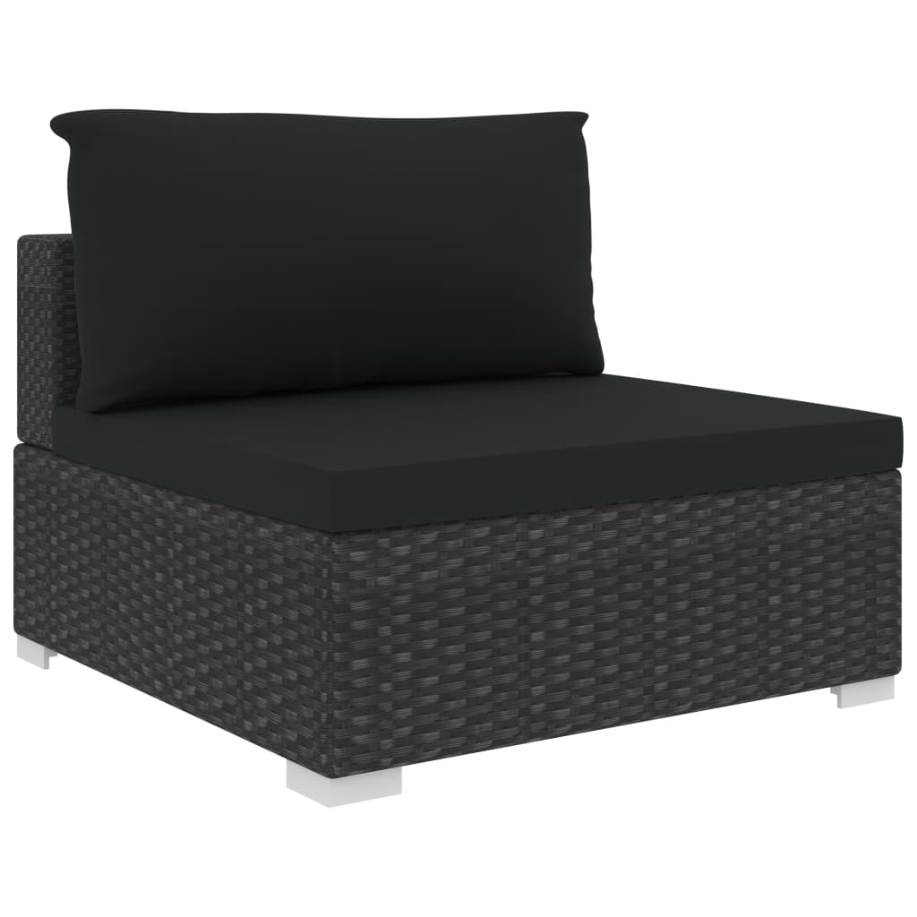 Loungeset Met Kussens Poly Rattan Zwart