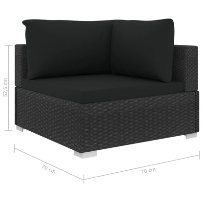 Loungeset Met Kussens Poly Rattan Zwart