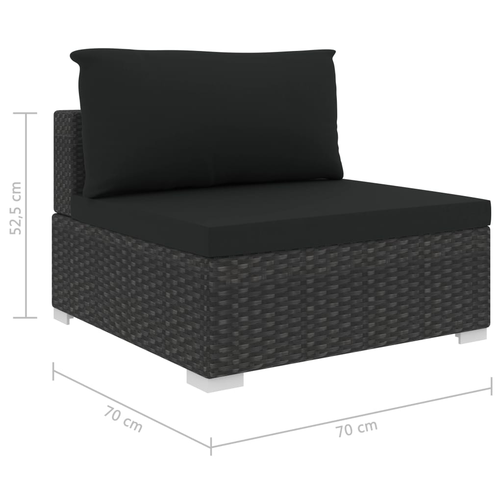 Loungeset Met Kussens Poly Rattan Zwart