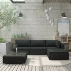 5-Piece Loungeset with Cushions Poly Rattan Black