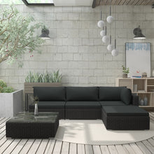 Loungeset Met Kussens Poly Rattan Zwart
