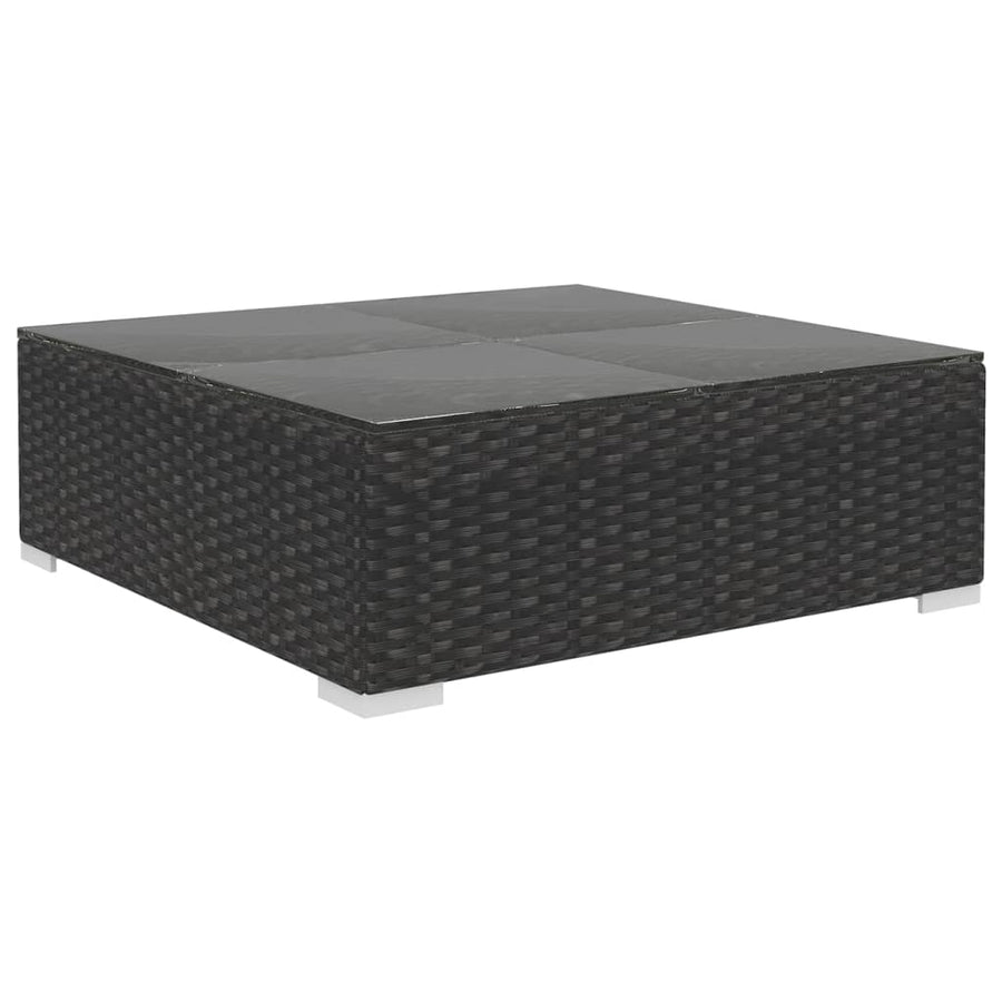 9-Delige Loungeset Met Kussens Poly Rattan Zwart Zwart en crème