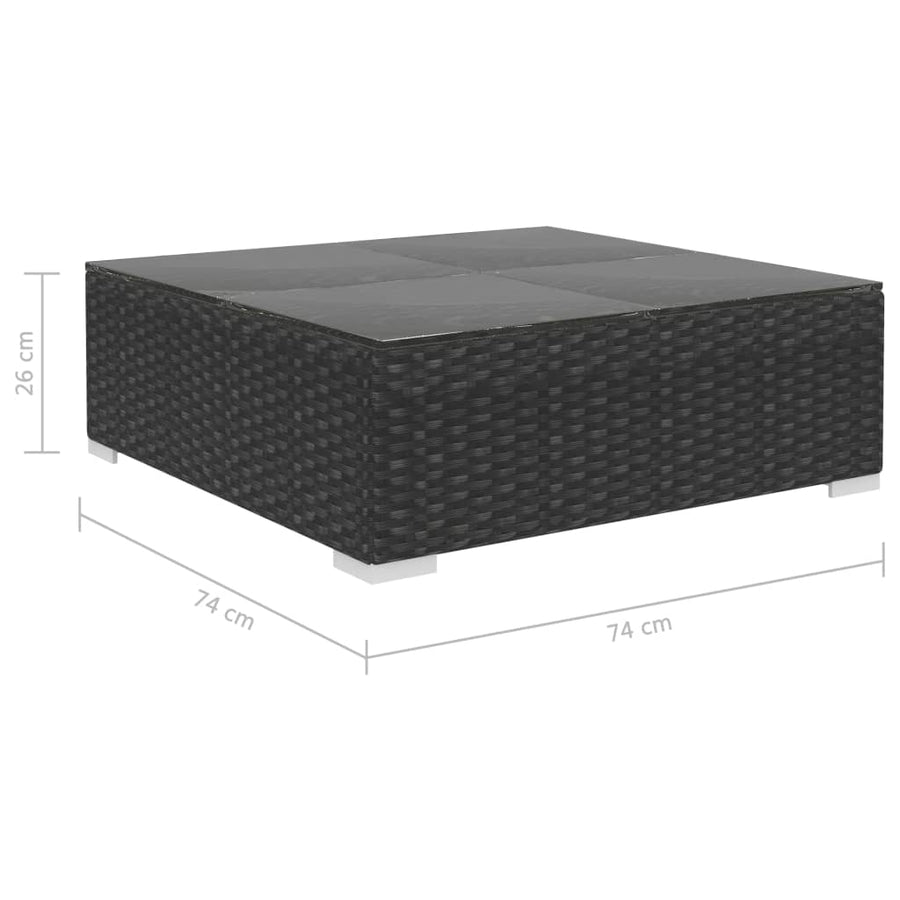 9-Delige Loungeset Met Kussens Poly Rattan Zwart Zwart en crème