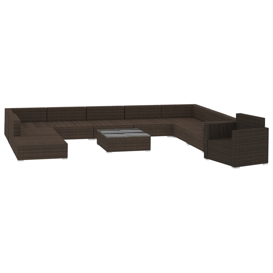 -Delige Loungeset Met Kussens Poly Rattan Bruin